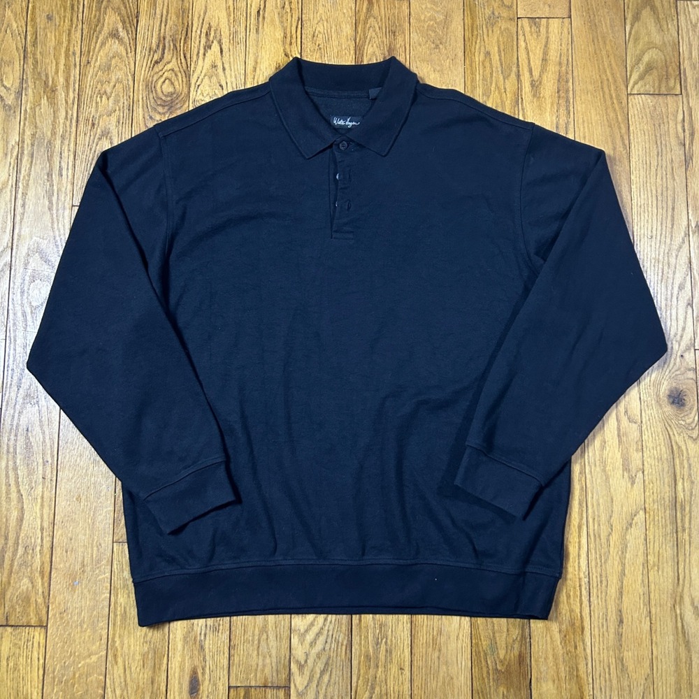 Walter Hagen Mens XL Black Long Sleeve Polo Sweatshirt Pullover Golf Casual